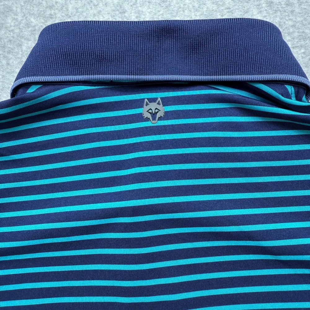 Greyson Mens XL Striped Golf Polo Shirt Navy Teal Cowboys Golf Club Logo XL